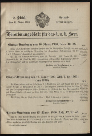 Verordnungsblatt für das Kaiserlich-Königliche Heer 19000118 Seite: 1