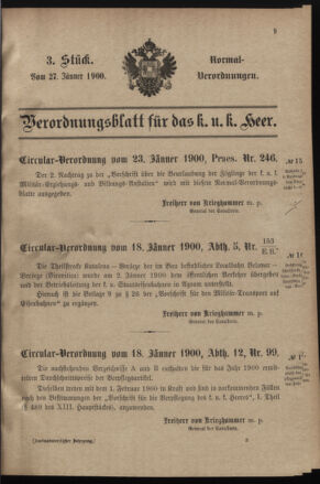 Verordnungsblatt für das Kaiserlich-Königliche Heer 19000127 Seite: 1