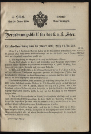 Verordnungsblatt für das Kaiserlich-Königliche Heer 19000129 Seite: 1