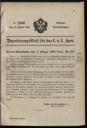 Verordnungsblatt für das Kaiserlich-Königliche Heer 19000215 Seite: 1