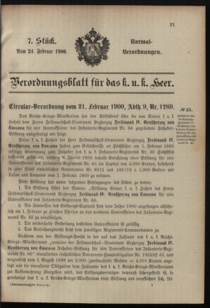 Verordnungsblatt für das Kaiserlich-Königliche Heer 19000224 Seite: 1