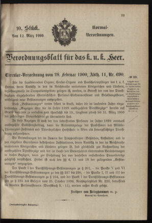 Verordnungsblatt für das Kaiserlich-Königliche Heer 19000312 Seite: 21