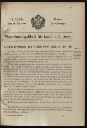 Verordnungsblatt für das Kaiserlich-Königliche Heer 19000510 Seite: 1