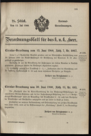 Verordnungsblatt für das Kaiserlich-Königliche Heer 19000713 Seite: 1