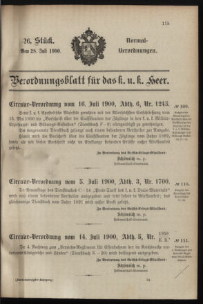 Verordnungsblatt für das Kaiserlich-Königliche Heer 19000728 Seite: 1