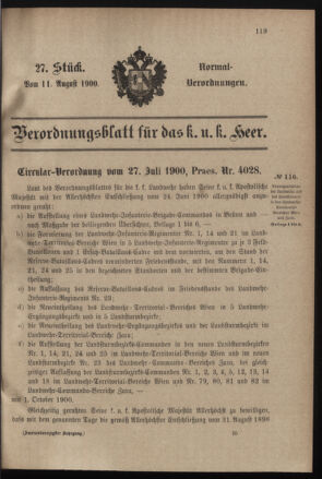 Verordnungsblatt für das Kaiserlich-Königliche Heer 19000811 Seite: 1