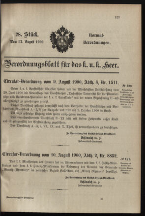 Verordnungsblatt für das Kaiserlich-Königliche Heer 19000817 Seite: 1