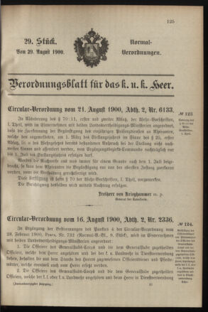 Verordnungsblatt für das Kaiserlich-Königliche Heer 19000829 Seite: 1