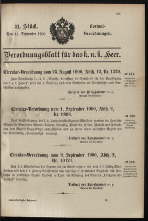 Verordnungsblatt für das Kaiserlich-Königliche Heer 19000915 Seite: 1