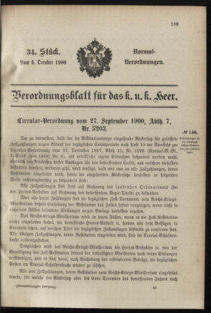 Verordnungsblatt für das Kaiserlich-Königliche Heer 19001006 Seite: 1