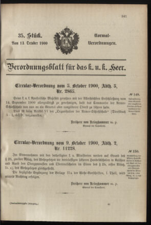 Verordnungsblatt für das Kaiserlich-Königliche Heer 19001013 Seite: 1