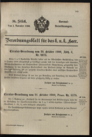 Verordnungsblatt für das Kaiserlich-Königliche Heer 19001102 Seite: 1