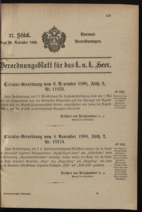 Verordnungsblatt für das Kaiserlich-Königliche Heer 19001110 Seite: 1