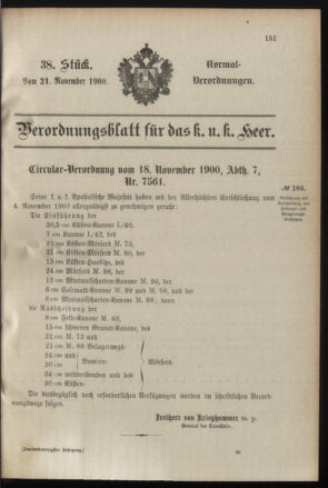 Verordnungsblatt für das Kaiserlich-Königliche Heer 19001121 Seite: 1