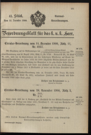 Verordnungsblatt für das Kaiserlich-Königliche Heer 19001214 Seite: 1