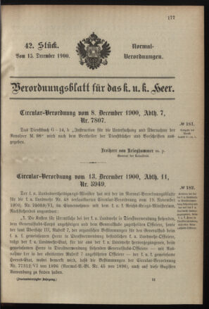 Verordnungsblatt für das Kaiserlich-Königliche Heer 19001215 Seite: 1