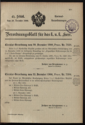 Verordnungsblatt für das Kaiserlich-Königliche Heer 19001228 Seite: 1