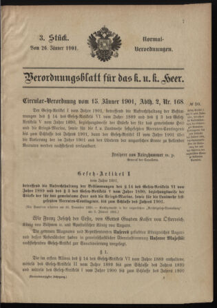 Verordnungsblatt für das Kaiserlich-Königliche Heer 19010126 Seite: 1