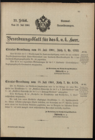 Verordnungsblatt für das Kaiserlich-Königliche Heer 19010727 Seite: 1