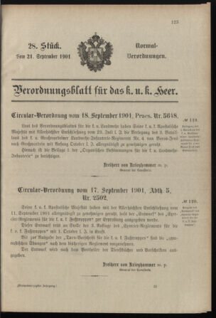 Verordnungsblatt für das Kaiserlich-Königliche Heer 19010921 Seite: 1