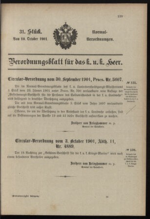 Verordnungsblatt für das Kaiserlich-Königliche Heer 19011010 Seite: 1