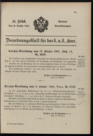 Verordnungsblatt für das Kaiserlich-Königliche Heer 19011019 Seite: 1