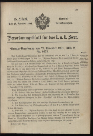 Verordnungsblatt für das Kaiserlich-Königliche Heer 19011128 Seite: 1