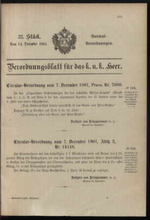 Verordnungsblatt für das Kaiserlich-Königliche Heer 19011214 Seite: 1