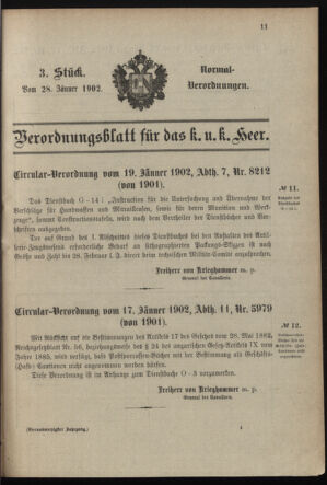 Verordnungsblatt für das Kaiserlich-Königliche Heer 19020128 Seite: 1