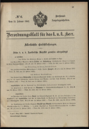 Verordnungsblatt für das Kaiserlich-Königliche Heer 19020225 Seite: 1