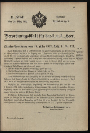 Verordnungsblatt für das Kaiserlich-Königliche Heer 19020328 Seite: 1