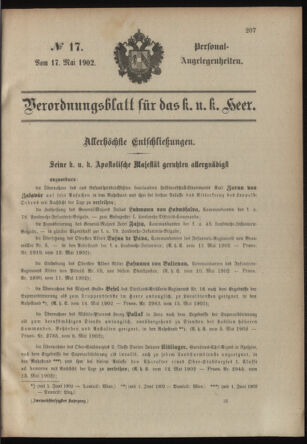 Verordnungsblatt für das Kaiserlich-Königliche Heer 19020517 Seite: 5