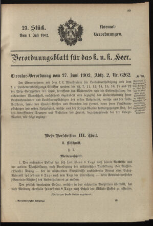 Verordnungsblatt für das Kaiserlich-Königliche Heer 19020701 Seite: 1