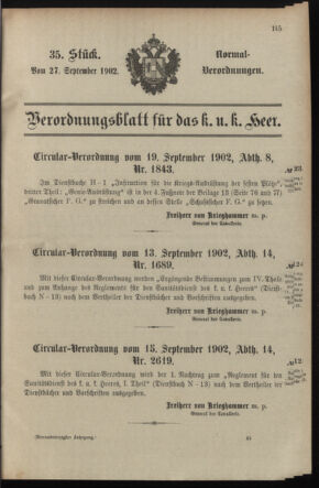 Verordnungsblatt für das Kaiserlich-Königliche Heer 19020927 Seite: 1