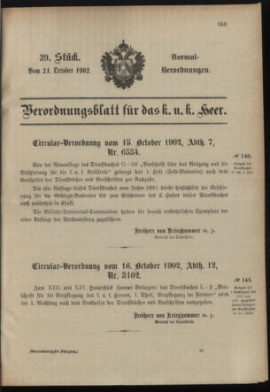 Verordnungsblatt für das Kaiserlich-Königliche Heer 19021021 Seite: 1