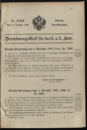 Verordnungsblatt für das Kaiserlich-Königliche Heer 19021214 Seite: 1