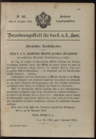 Verordnungsblatt für das Kaiserlich-Königliche Heer 19021214 Seite: 9