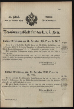 Verordnungsblatt für das Kaiserlich-Königliche Heer 19021231 Seite: 1