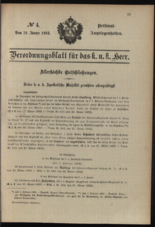 Verordnungsblatt für das Kaiserlich-Königliche Heer 19030129 Seite: 39