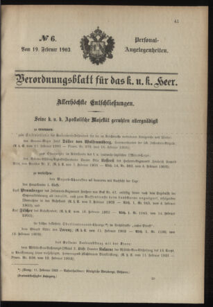 Verordnungsblatt für das Kaiserlich-Königliche Heer 19030219 Seite: 21