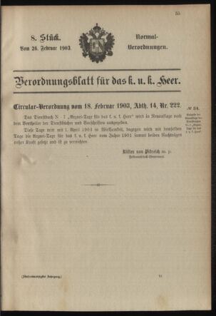 Verordnungsblatt für das Kaiserlich-Königliche Heer