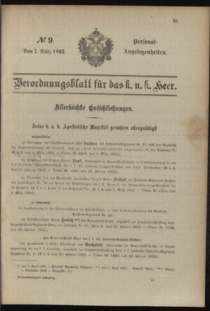 Verordnungsblatt für das Kaiserlich-Königliche Heer 19030307 Seite: 7