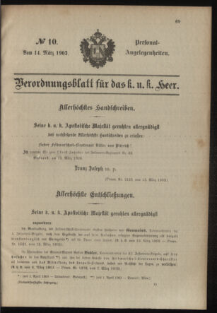 Verordnungsblatt für das Kaiserlich-Königliche Heer 19030314 Seite: 1