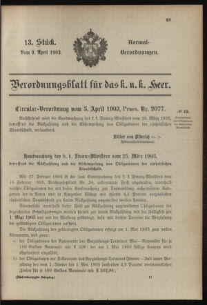 Verordnungsblatt für das Kaiserlich-Königliche Heer