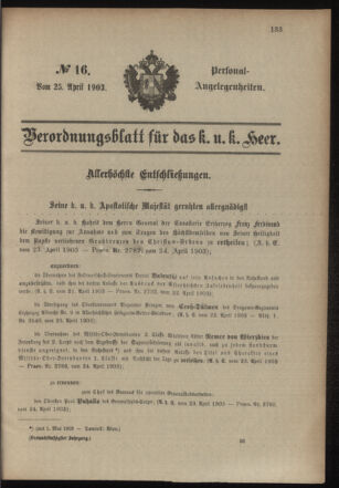 Verordnungsblatt für das Kaiserlich-Königliche Heer