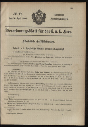 Verordnungsblatt für das Kaiserlich-Königliche Heer