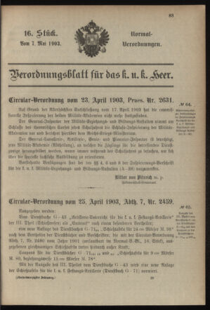 Verordnungsblatt für das Kaiserlich-Königliche Heer