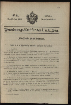 Verordnungsblatt für das Kaiserlich-Königliche Heer 19030627 Seite: 11