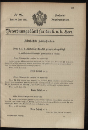 Verordnungsblatt für das Kaiserlich-Königliche Heer 19030630 Seite: 5