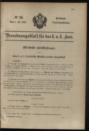 Verordnungsblatt für das Kaiserlich-Königliche Heer 19030708 Seite: 23